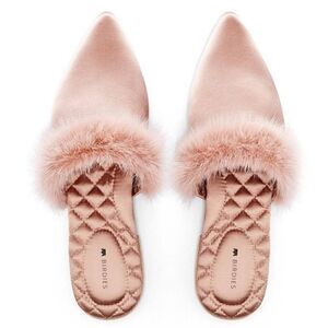Birdies Mink Fur Dove Slides in French Rose  size 9.5 new in Box